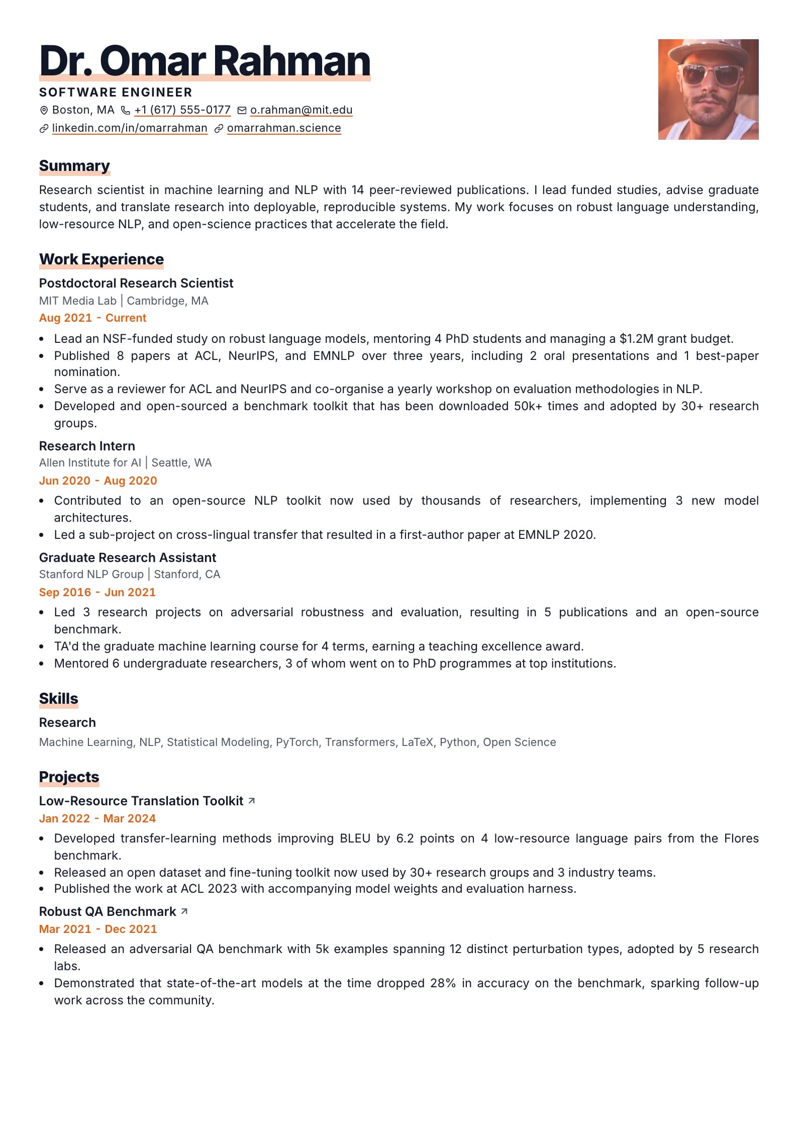 Bold Type Citrus resume template
