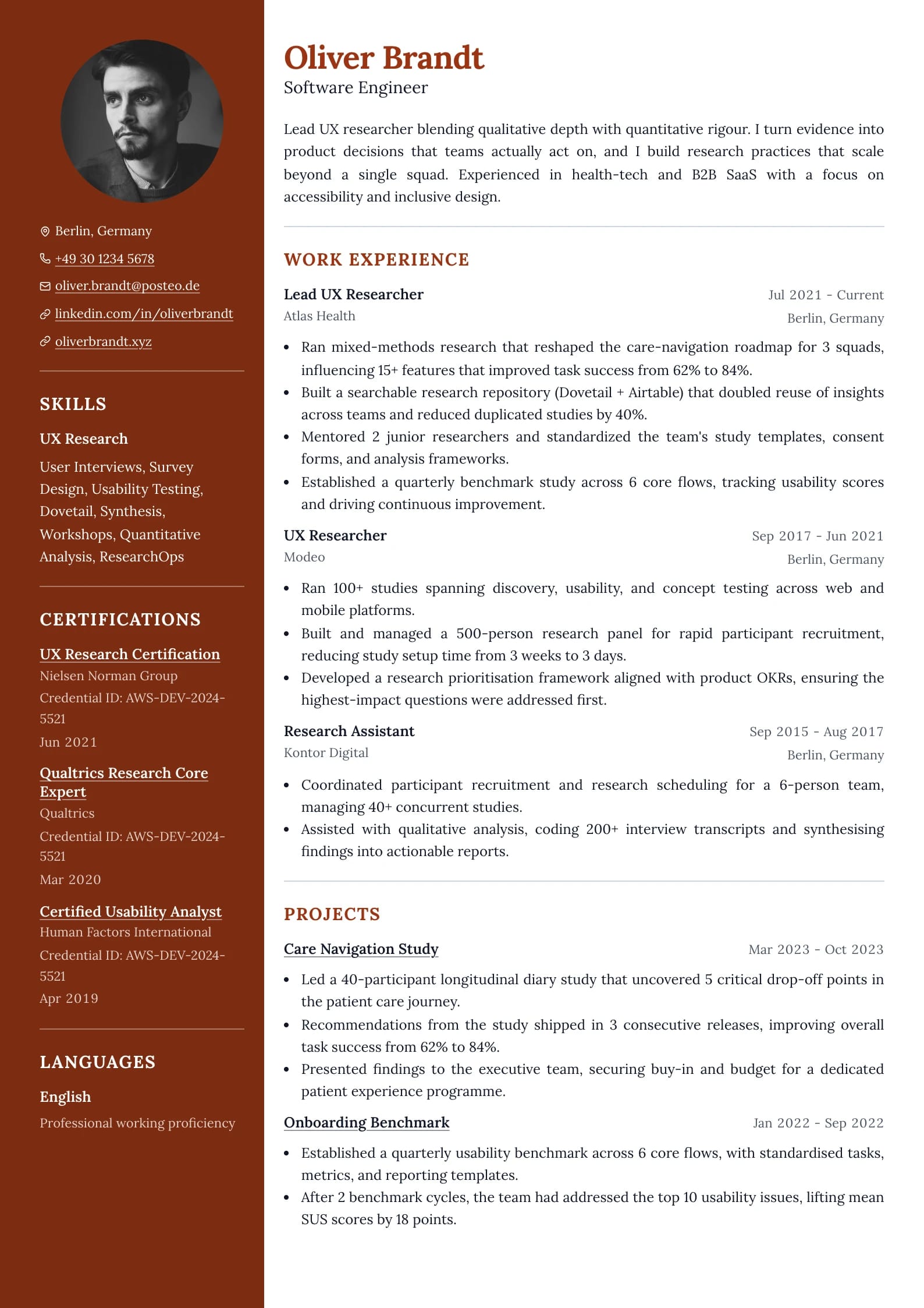 Split Terracotta resume template
